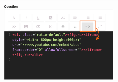Adding Media to your Questions - code view
