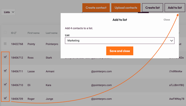 Contact List - add to list