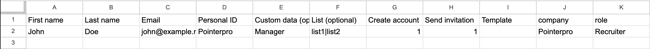 Contact List - csv example distributr