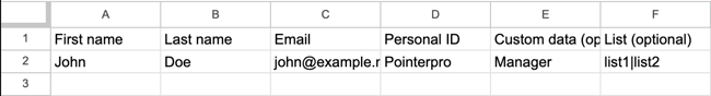 Contact List - csv example ent