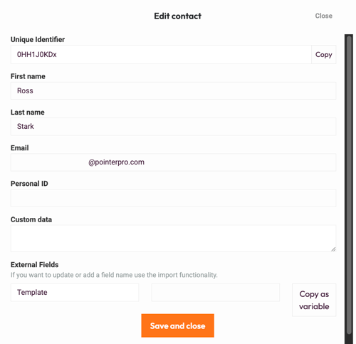 Contact List - edit contact