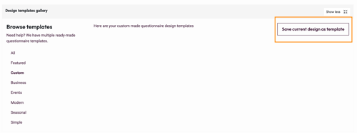 Edit Design Settings - save as template