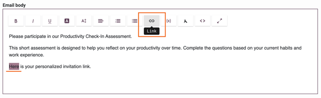 Email Invitations - insert link