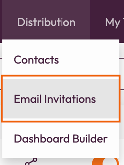Email Invitations - select email invitation from the dropdown menu