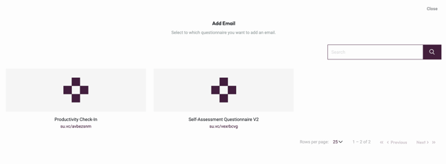 Email Invitations - select survey and add email