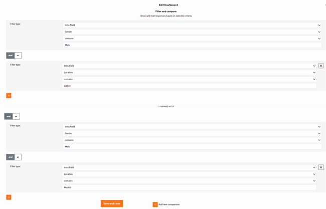 Filter and compare - add new comparison 2