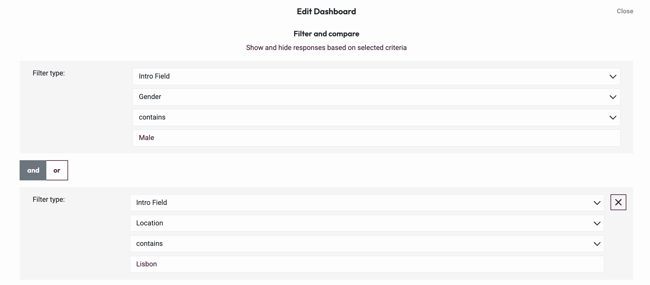 Filter and compare - combine filters