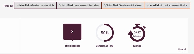 Filter and compare - compare dashboard filter display