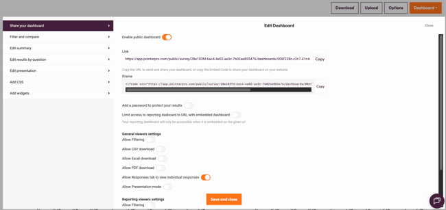 Filter and compare - shared dashboard