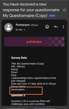 Geolocation- email notification view