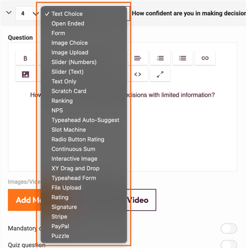 How to Change Question Order and Question Type - question types
