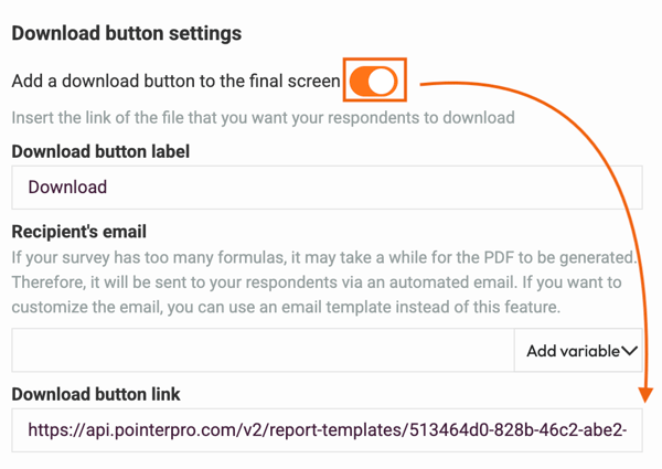 How to Copy a Questionnaire or a PDF Report - paste PDF link to final screen
