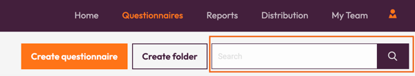 How to Copy a Questionnaire or a PDF Report - search tab