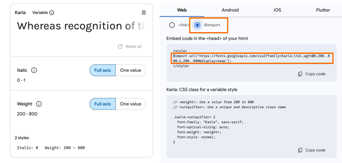 How to add a custom font with CSS-import link-1