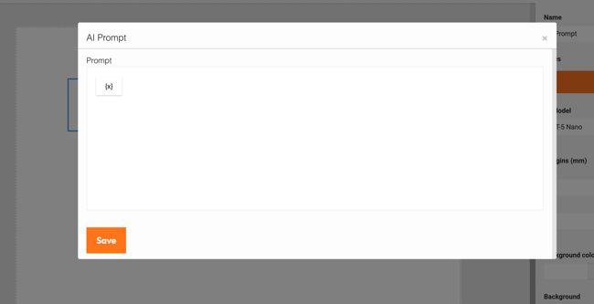 AI prompt widget configuration