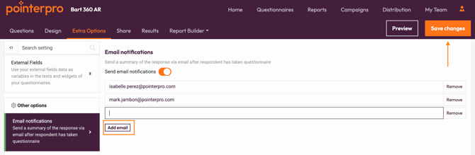 Email notifications-add recepients
