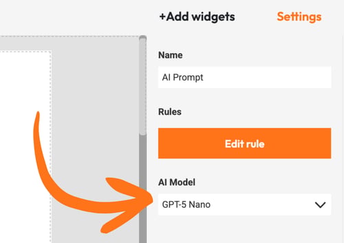 select AI model - AI prompt