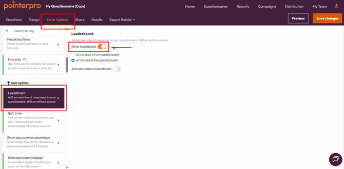 Leaderboard- activate leaderboard