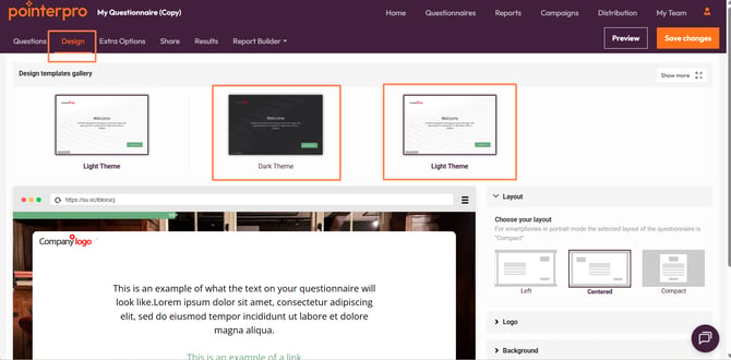 Light and Dark Theme templates- switching templates
