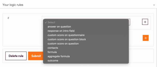 Logic Rules for Conditional Content - condition options