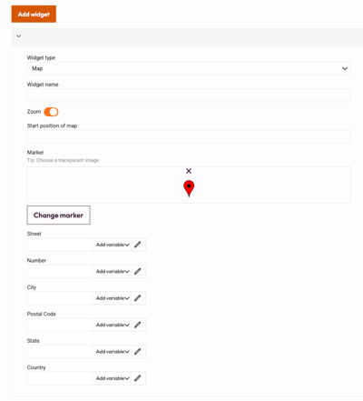 Map Widget - add widget settings