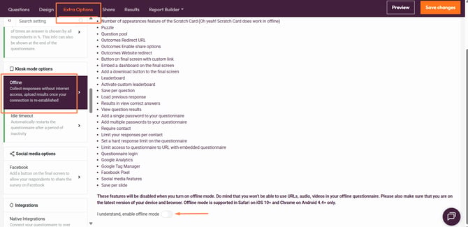 Offline survey tool- offline mode
