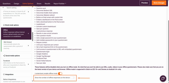 Offline survey tool- offline options