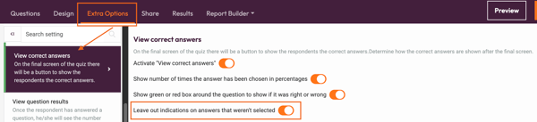 Overview of Quiz Features - view correct answers - extra options