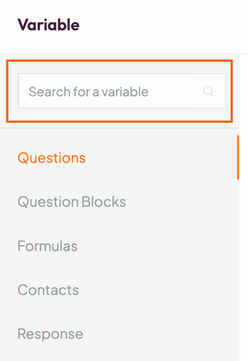 Piping Variables - variables search bar