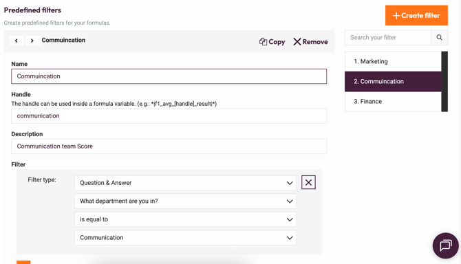 Predefined Filters - verify predefined filters