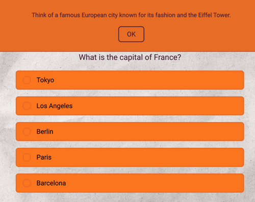 Question Hint - question hint example