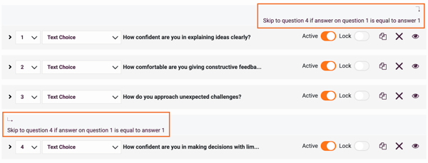 Question Logic - question logic view rules