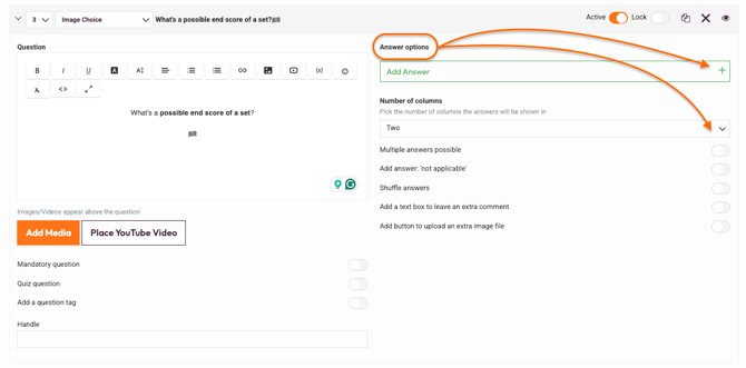 Question types - Image Choice - answer options