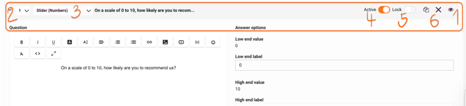 Question types - Number Slider - change the general question settings