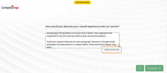 Question types - Open-Ended Questions - characters limit