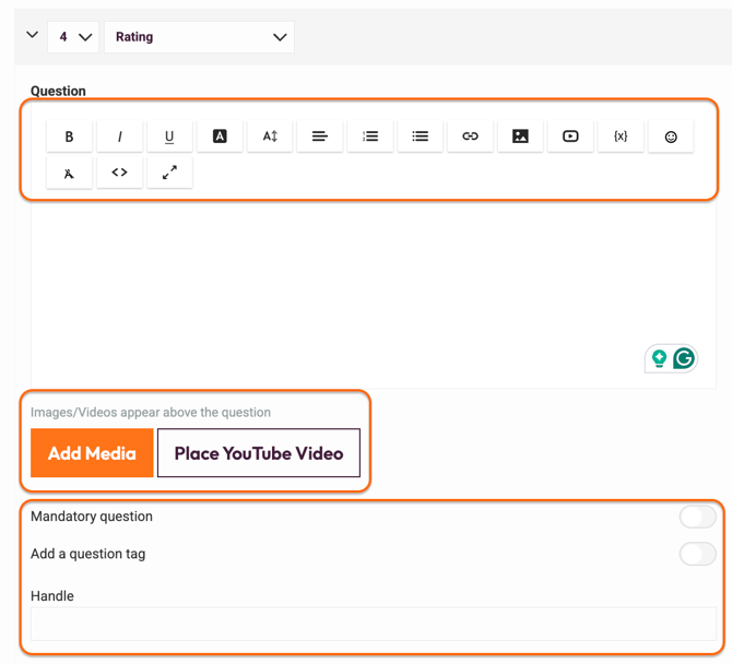 Question types - Rating - edit the question