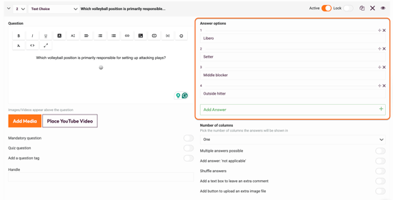 Question types - Text Choice - add your answer options
