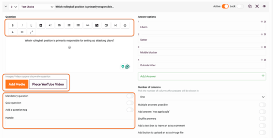 Question types - Text Choice - edit the question