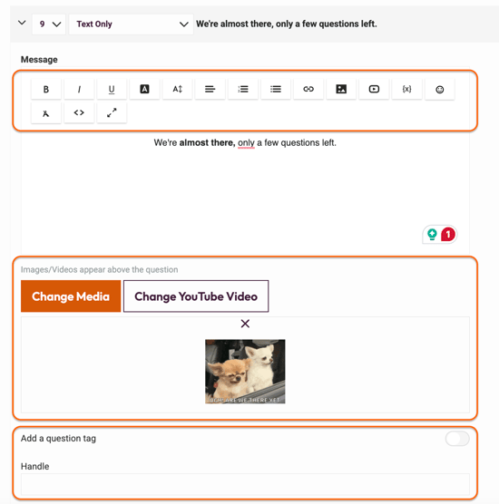 Question types - Text Only - add your message