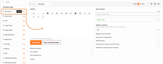 Question types - Text choice - add text choice question