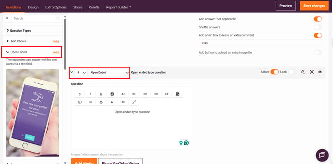 Question types that support custom scoring-open ended