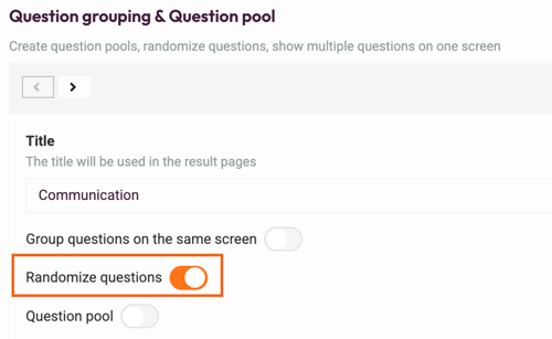 Randomization of Questions and Answers - randomize questions button