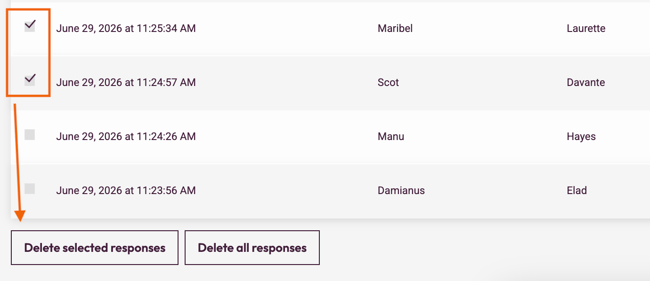 Responses View - delete responses
