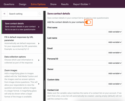 Save Contact Details - activate feature