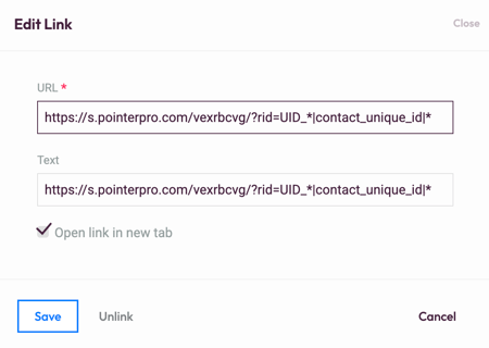 Save Contact Details - adjust URL parameters