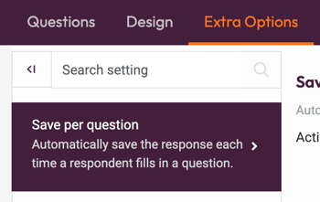 Save per Question - extra options