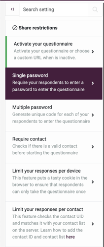 Share Your Questionnaire - share restrictions