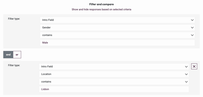 Share your results dashboard - add filters