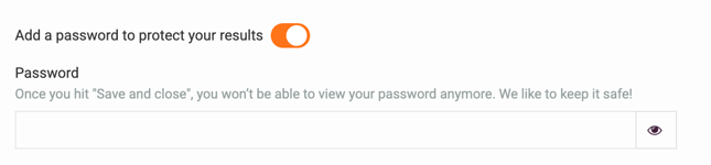 Share your results dashboard - add password