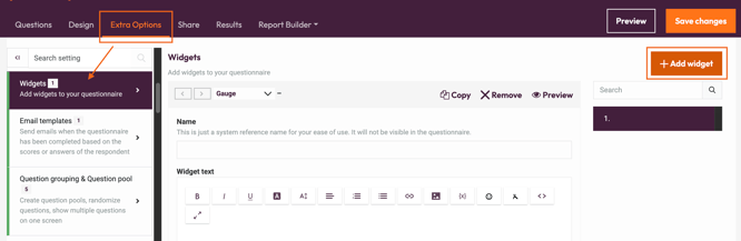 Survey Widgets - add widget